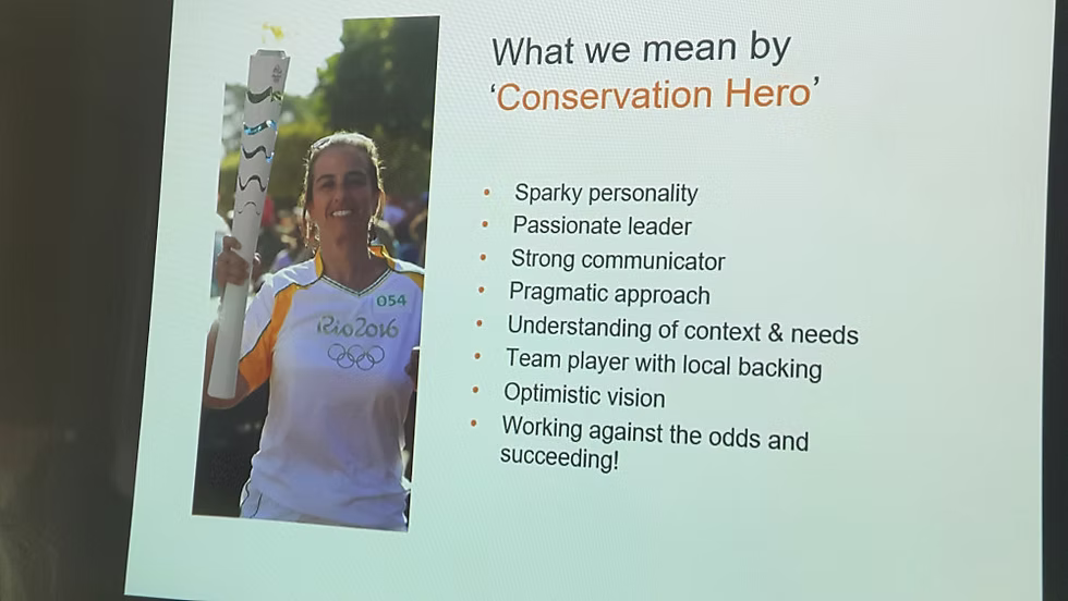 Conservation Hero. Slide by Danni Parks, Whitley Fund for Nature